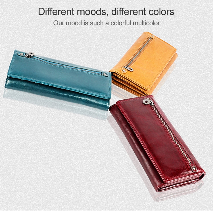 3559 Antimagnetic RFID Multi-function Zipper Retro Top-grain Leather Lady Purse Wallet (Wine Red) by bashfashion