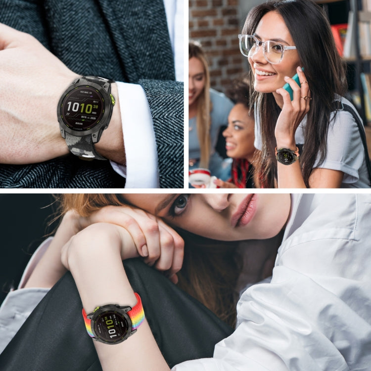 For Garmin Fenix 7 Hook And Loop Fastener Nylon Watch Band(Yellow Green) by bashfashion