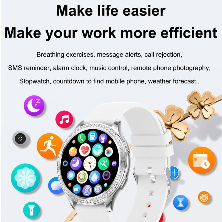 AK53 IP67 BT5.2 1.32inch Smart Watch Support Voice Call / Health Monitoring, Style:Silicone Strap(Silver) by bashfashion