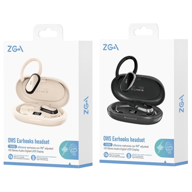 ZGA GS08 LED Digital Display Open Wireless Bluetooth Earphone(White) by ZGA