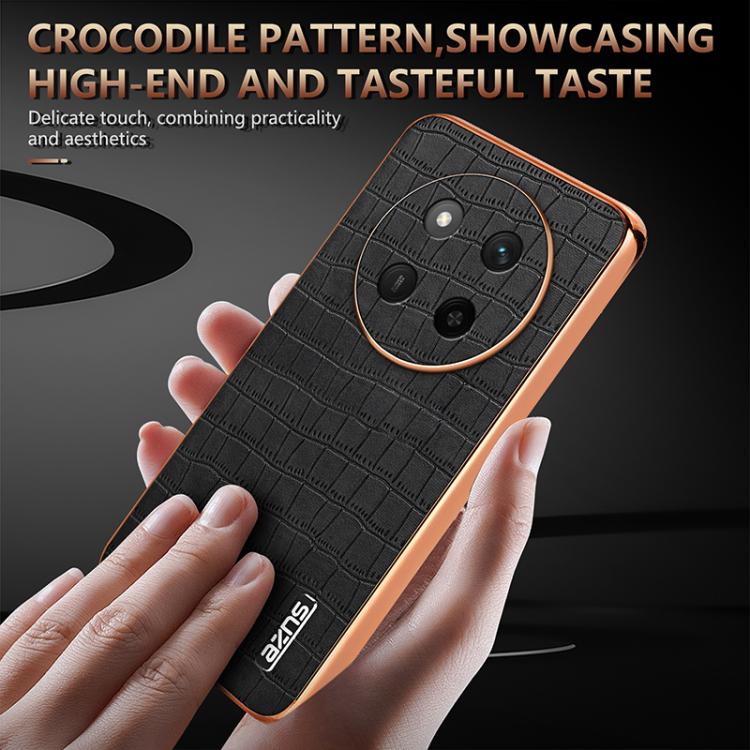 For Honor X60 Pro AZNS Electroplated Frame Crocodile Texture Full Coverage Phone Case(Blue) by AZNS