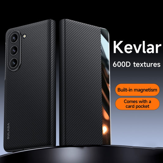 For Samsung Galaxy Z Fold5 SULADA Kevlar 600D Texture Smart Window Leather Phone Case(Purple) by SULADA