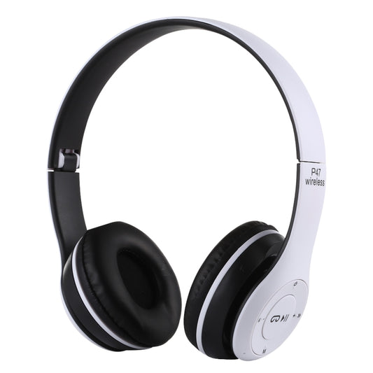 P47 Foldable Wireless Bluetooth Headphone with 3.5mm Audio Jack, Support MP3 / Call(White) by bashfashion