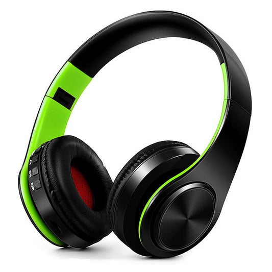 LPT660 Wireless Folding Sports Stereo Music Bluetooth Phones Earphones Support TF Card (Green) by bashfashion
