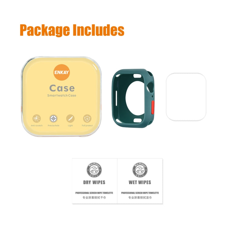 ENKAY TPU Case + Full Coverage PET Screen Protector For Apple Watch Series 9 / 8 / 7 45mm(Pink) by ENKAY