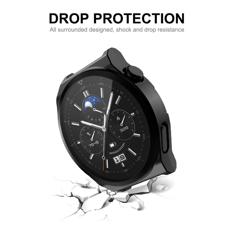 For Huawei Watch GT 3 Pro 46mm ENKAY Full Coverage Electroplated Soft TPU Case with Screen Protection(Black) by ENKAY