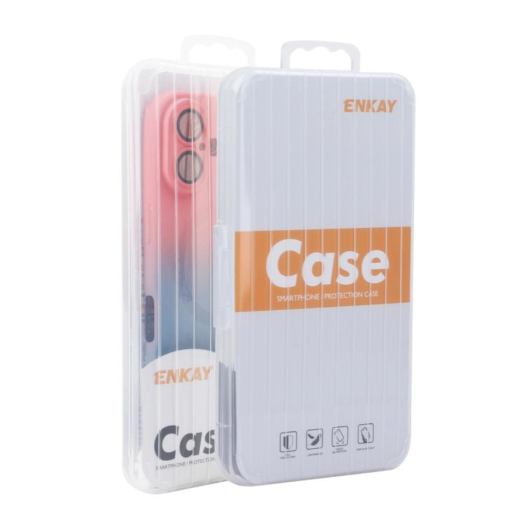 For iPhone 16 Plus ENKAY Hat-Prince MagSafe Rainbow Gradient Silicone Phone Case with Lens Film(Dark Blue) by ENKAY