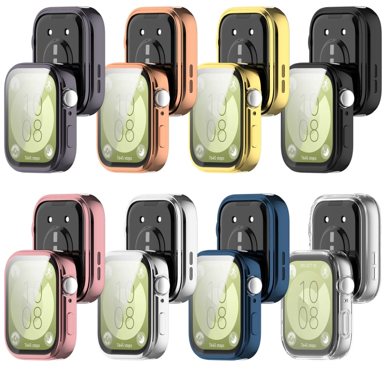 For Huawei Watch Fit 3 Full Coverage TPU Electroplated Watch Protective Case(Rose Gold) by bashfashion