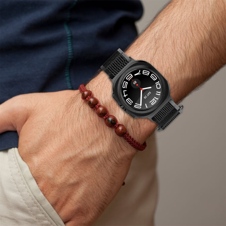 For Samsung Galaxy Watch Ultra 47mm Hook and Loop Fastener Loop Nylon Watch Band(Green+Grey) by bashfashion