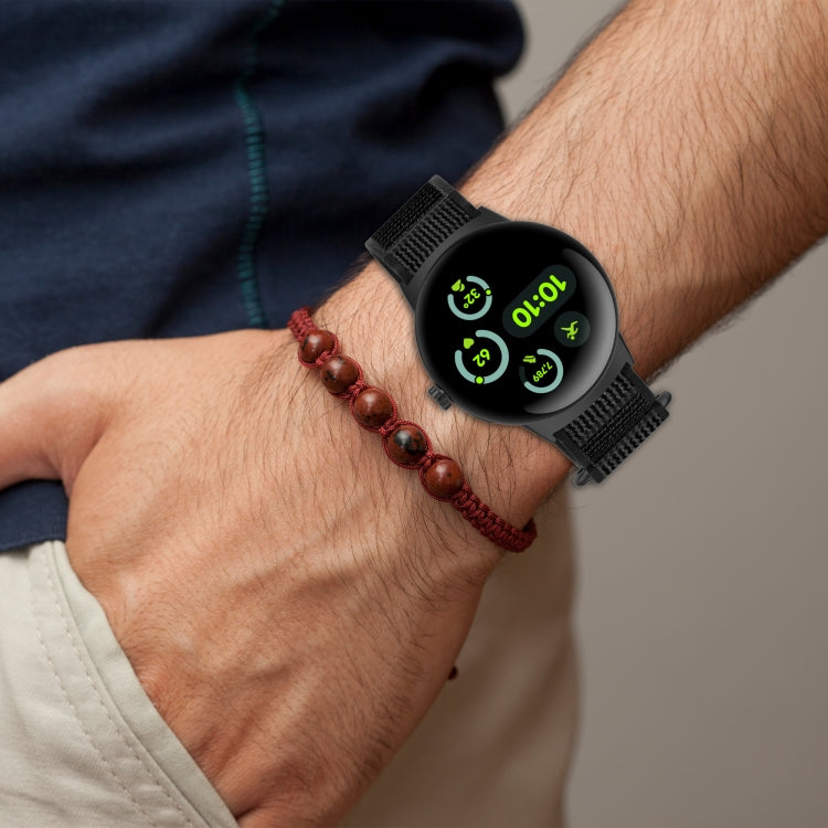 For Google Pixel Watch 3 45mm Nylon Woven Hook and Loop Fastener Watch Band(Black Gray) by bashfashion