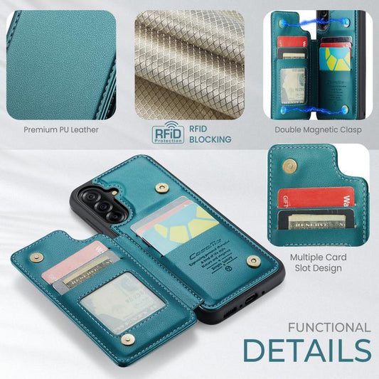 For Samsung Galaxy A36 CaseMe C22 Card Slots Holder RFID Anti-theft Phone Case(Green) by CaseMe