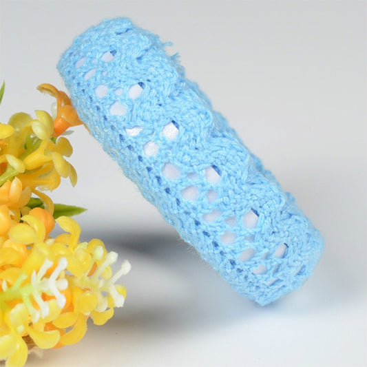 5 PCS Cotton Lace Fabric White Crochet Lace Roll Ribbon Knit Adhesive Tape Sticker Craft Decoration Stationery Supplies(Blue) by bashfashion