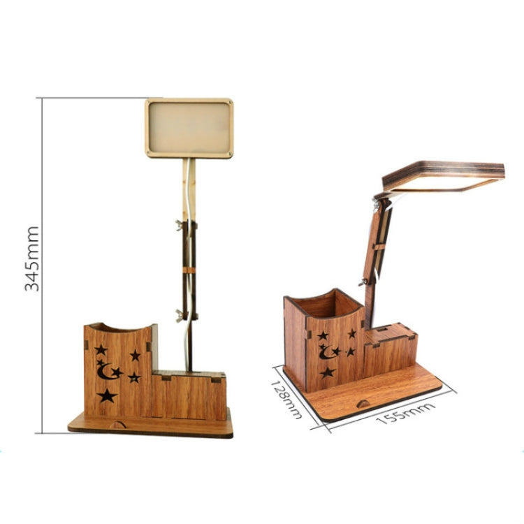 Wooden Multi-function Touch USB Pen Holder Desk Lamp Student Desktop Charging Reading Lamp Led Eye Protection Table Lamp, Style:USB Charging Built-in Battery(Black) by bashfashion