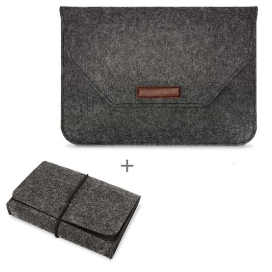 Portable Air Permeable Felt Sleeve Bag for MacBook Laptop, with Power Storage Bag, Size:13 inch(Black) by bashfashion