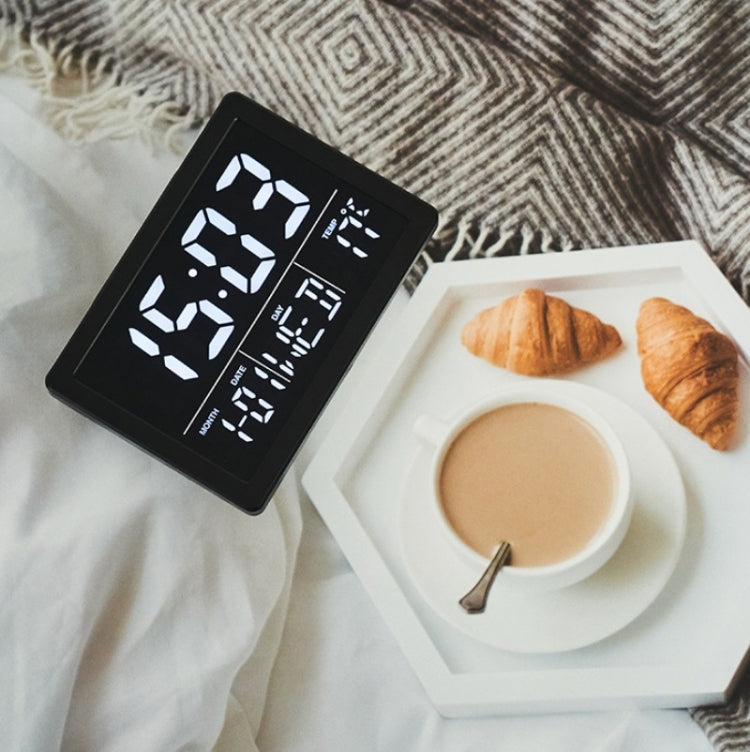 Large Screen LED Clock Bedside Multifunctional Electronic Alarm Clock(White Shell White Light) by bashfashion