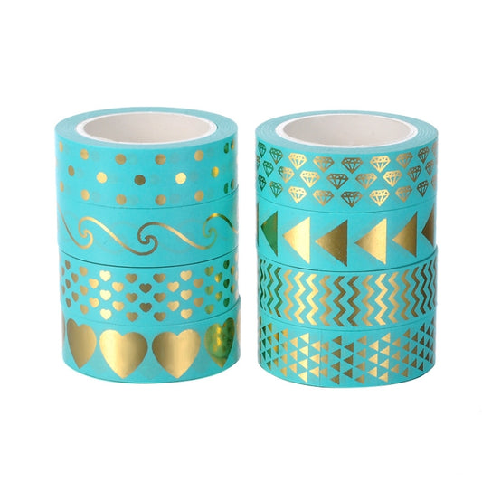 8 Rolls / Set Simple Basic Material Stamping Paper Tape Hand Ledger Decoration Sticker by bashfashion