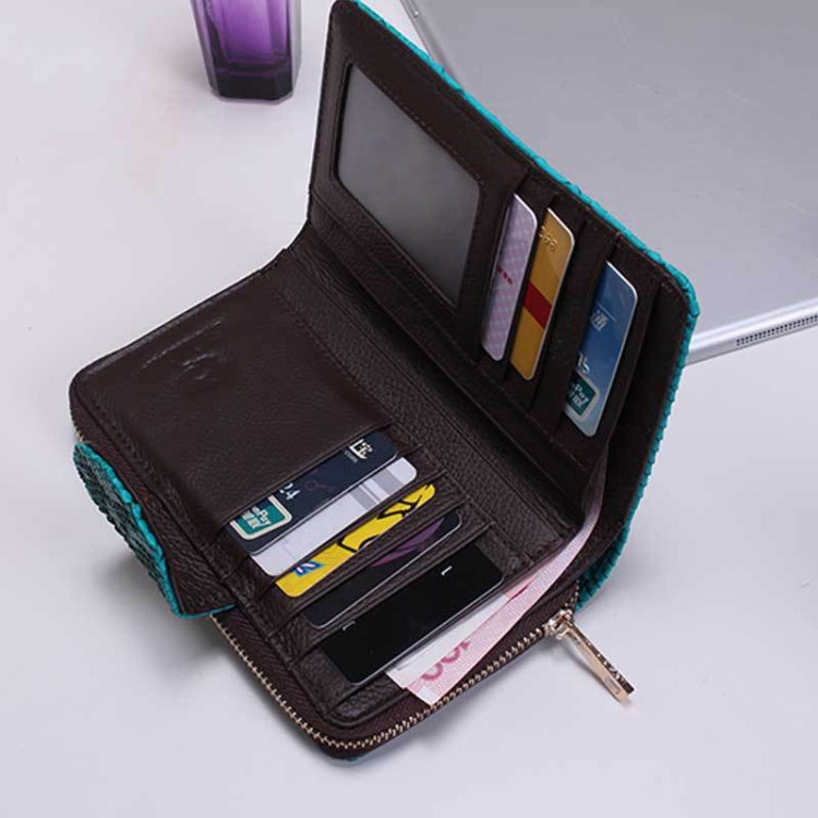 Ladies Python Texture Leather Clutch Embossed Zipper Wallet(Cherry Pink) by bashfashion