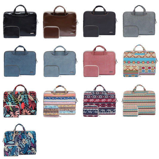 LiSEN LS-116 Simple Laptop Bag Business Laptop Liner Bag, Size: 13.3 inch(Canvas Colorful Leaves Black) by LiSEN