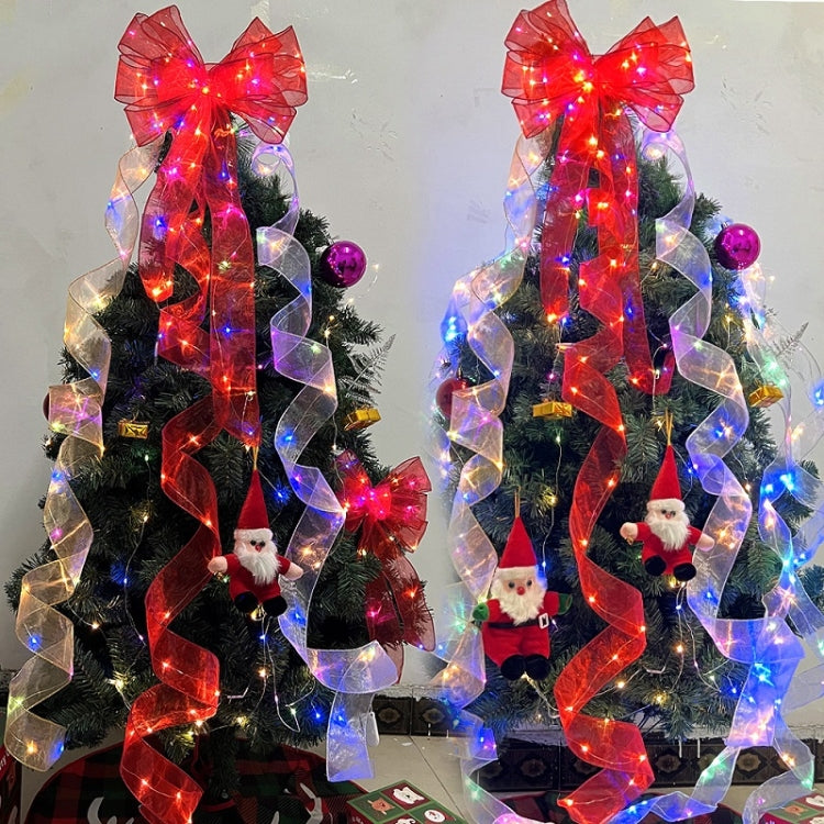 Christmas Ornament Double Light Board Yarn Ribbon String Lights, Specification: 2m(Silver Color Light) by bashfashion