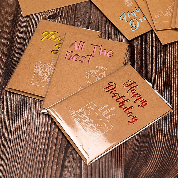10 PCS Retro Hollow Kraft Blessing Card with Envelope(Flying Dream) by bashfashion