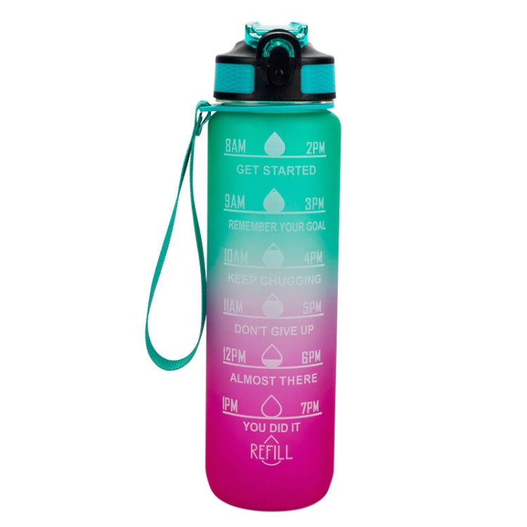 1000ml Gradient Space Cup Sports Bottle Bounce Lid Straw Cup(Blue and Red Gradient) by bashfashion