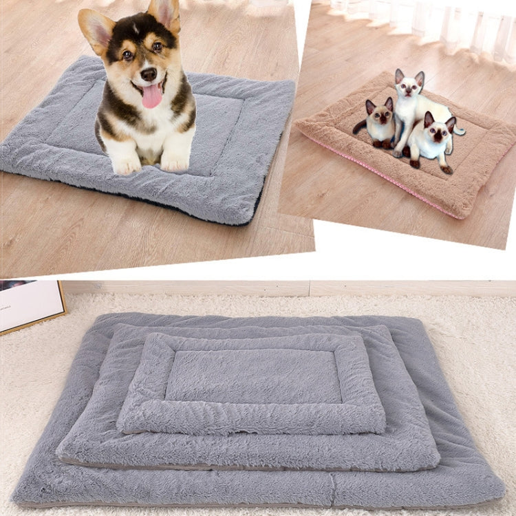 Double Sided Pet Mat Four Seasons Warm Dog Blanket,Size: S(Short Plush Gray) by bashfashion