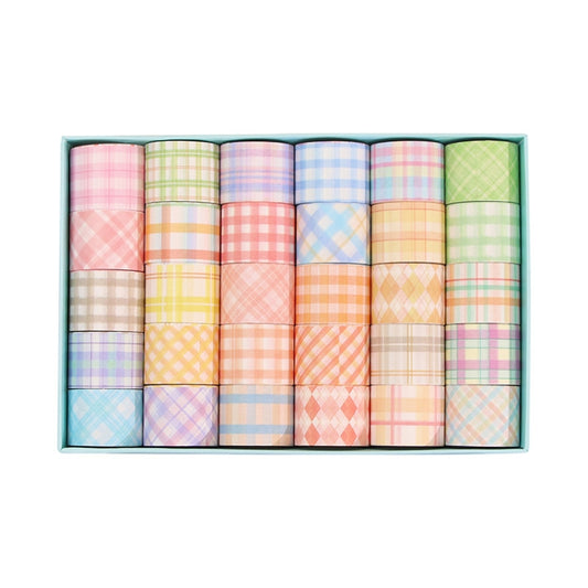 30 Rolls 3cm x 2m Small Fresh Lattice Salt Series Hand Account Tape Set by bashfashion