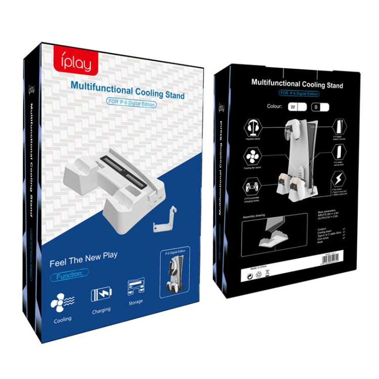 Iplay HBP-351 For Sony PS5 Digital Version Host Cooling Base Bracket Multifunctional Handle Charging Stand(White) by iplay