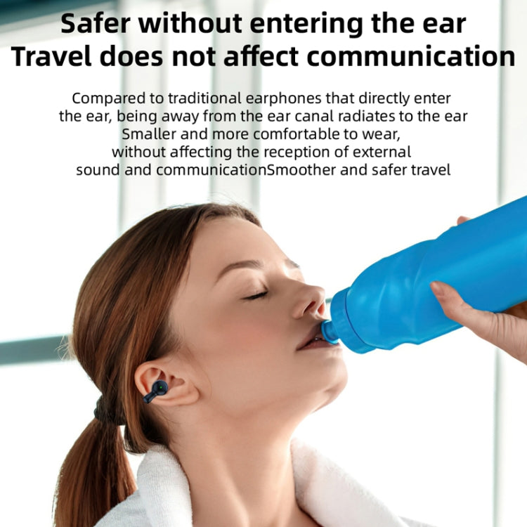 Ear Clip Type Sound Conduction Concept Bluetooth Earphone With Digital Display Charging Compartment(Black) by bashfashion