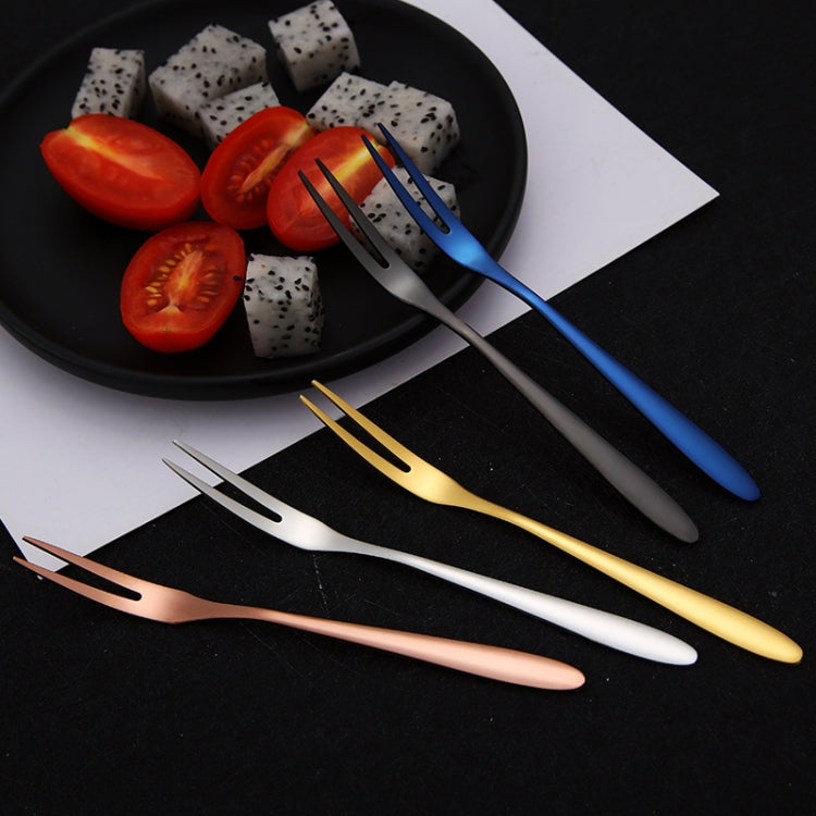 2pcs 304 Stainless Steel Fruit Cake Fork Plating Titanium Tableware, Color: Titanium Gold by bashfashion