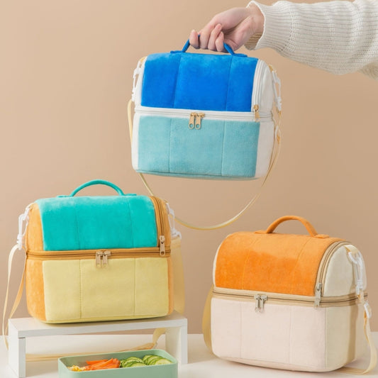 Flannel Toast Bag Double Layer Insulation Lunch Storage Bag Shoulder Bag(Purple) by bashfashion