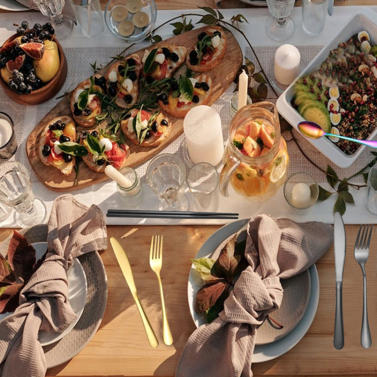 Portable Stainless Steel Cutlery Set Outdoor Picnic Knife And Fork Tool With Storage Bag, Style: B Model Silver by bashfashion