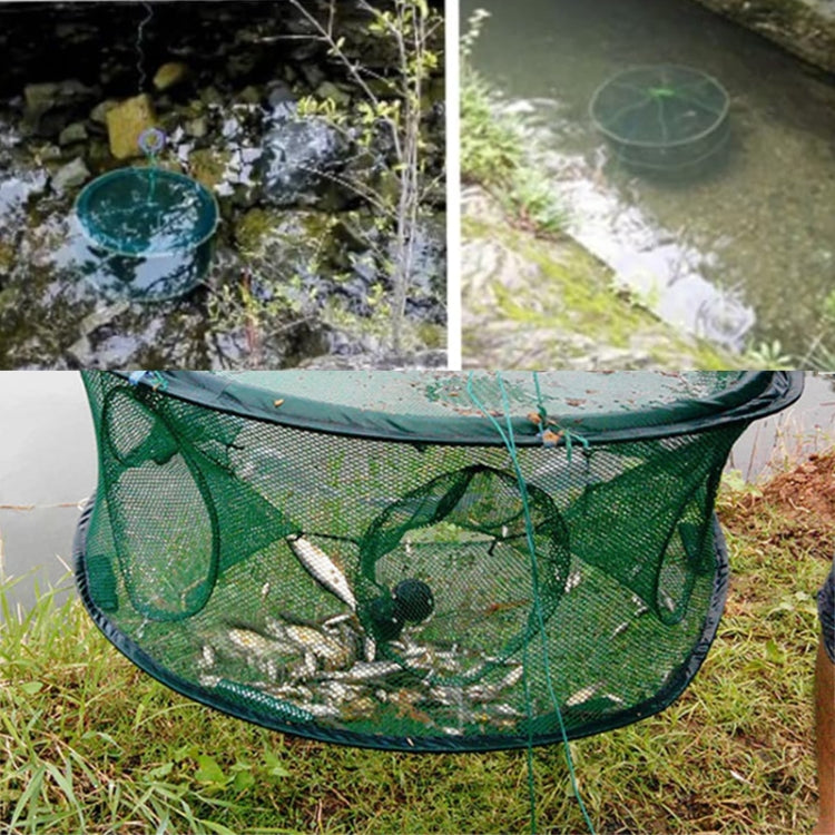 Automatic Folding Fish Net With Support Rod Fishing Cage Lobster Net Fishing Gear, Color: 5 Holes Green by bashfashion