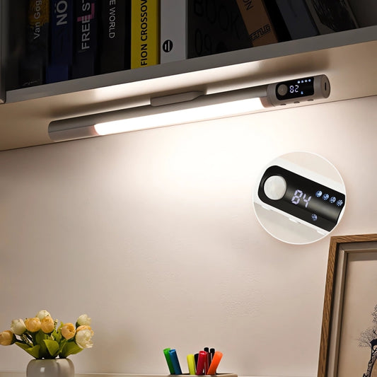Rechargeable Under Cabinet LED Motion Sensor Night Light with Digital Display 1200mAH(Black) by bashfashion