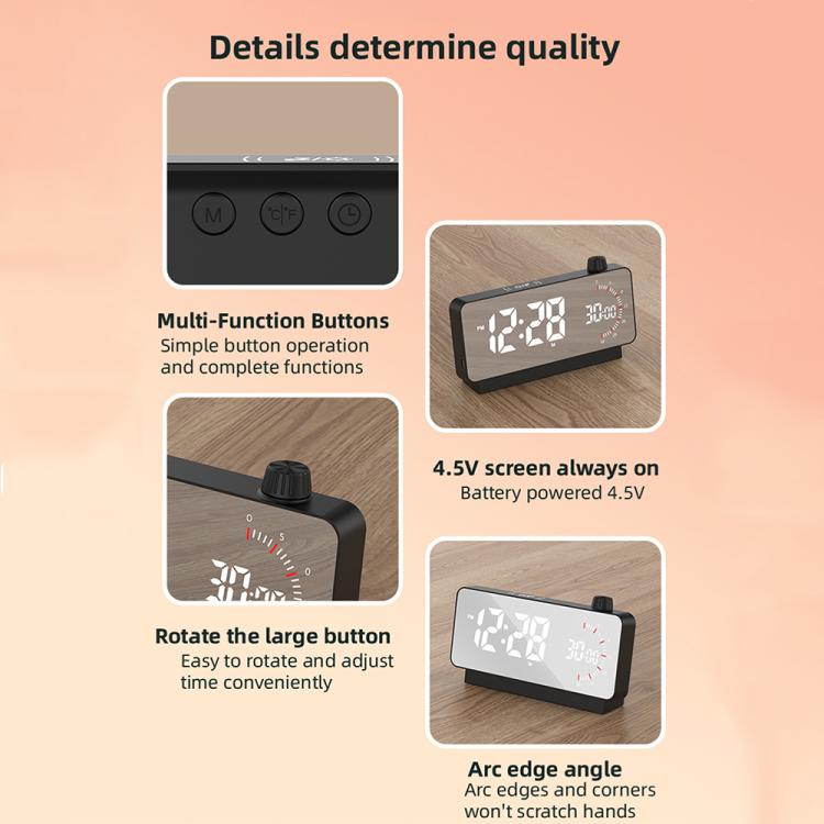 Multi-Functional LED Screen Mirror Charging Alarm Clock Reminder Visual Timer(Black) by bashfashion