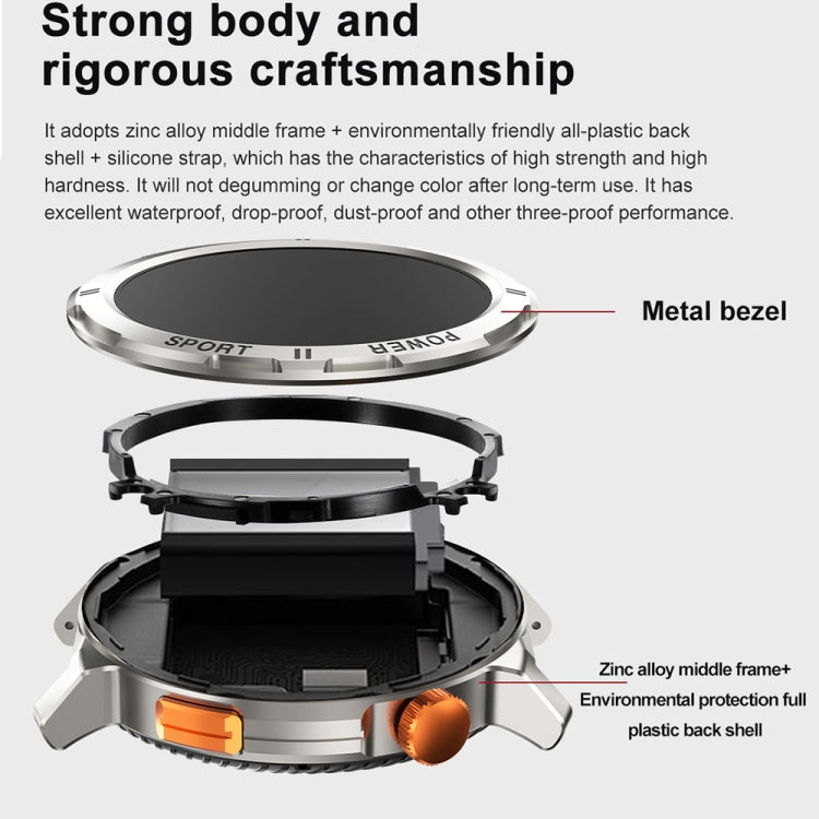 M52 1.43 inch Screen IP68 Waterproof Smart Watch, Support Bluetooth Call / Heart Rate (Silver) by bashfashion