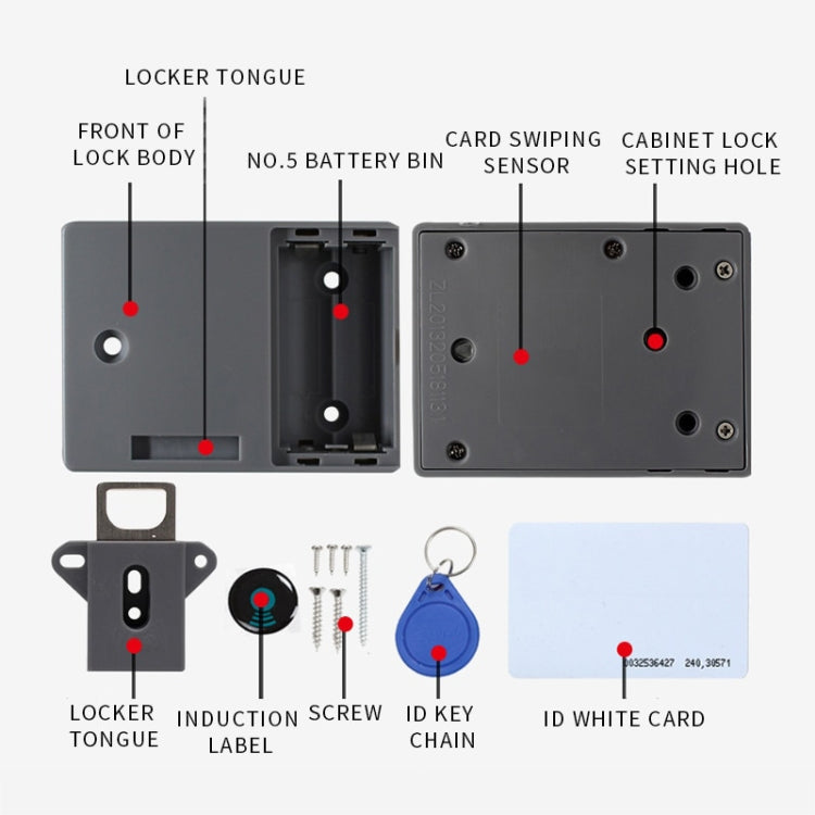 T3 ABS Magnetic Card Induction Lock Invisible Bilateral Open Cabinet Door Lock (Black) by bashfashion