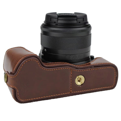 1/4 inch Thread PU Leather Camera Half Case Base for Canon EOS M50 / M50 Mark II (Brown) by bashfashion