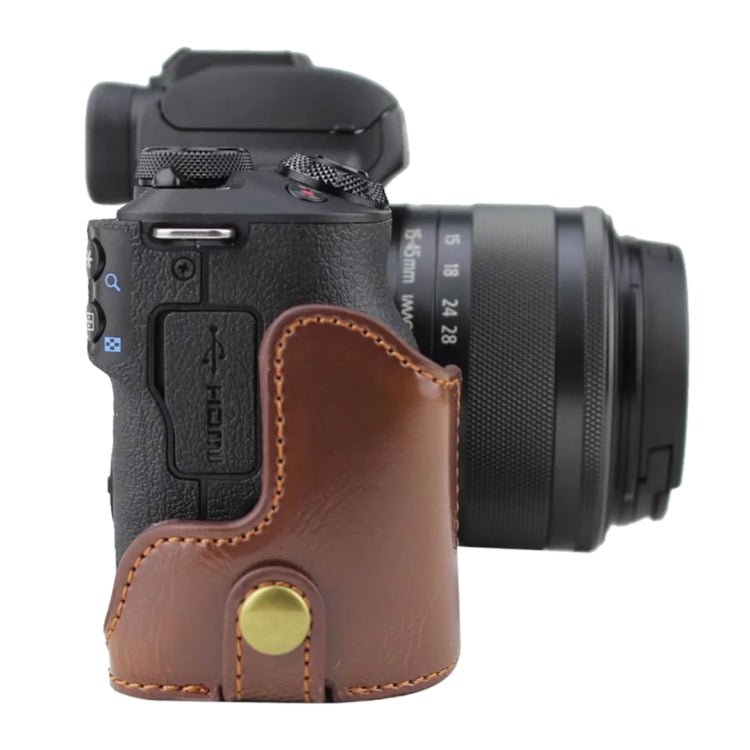 1/4 inch Thread PU Leather Camera Half Case Base for Canon EOS M50 / M50 Mark II (Brown) by bashfashion