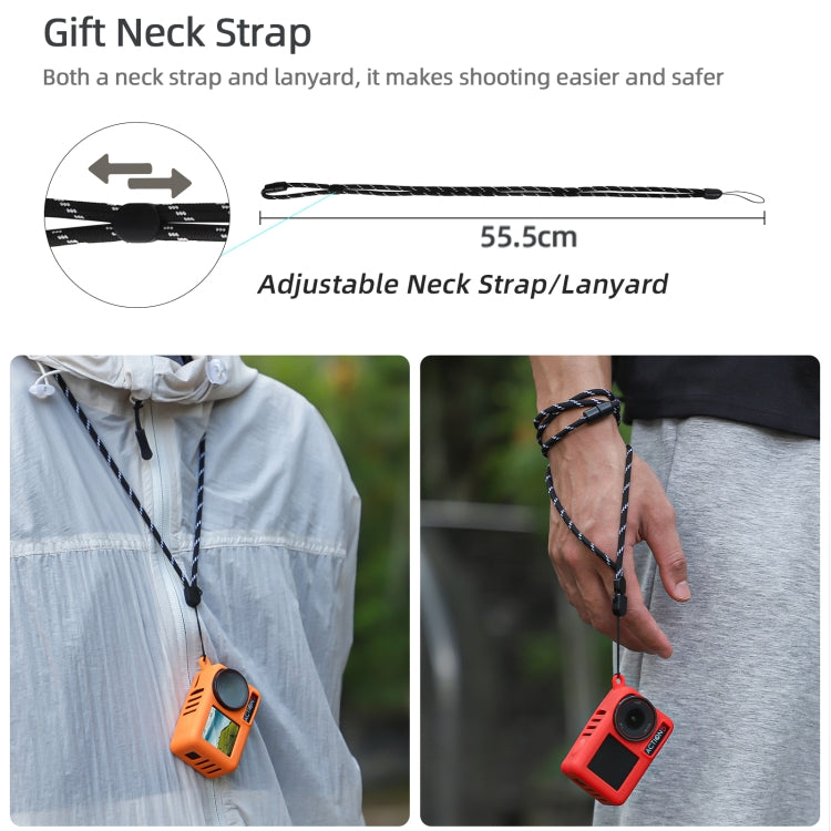 For DJI Osmo Action 5 Pro Sunnylife Silicone Protective Case Scratch-proof Camera Cover with Lanyard (Orange) by Sunnylife