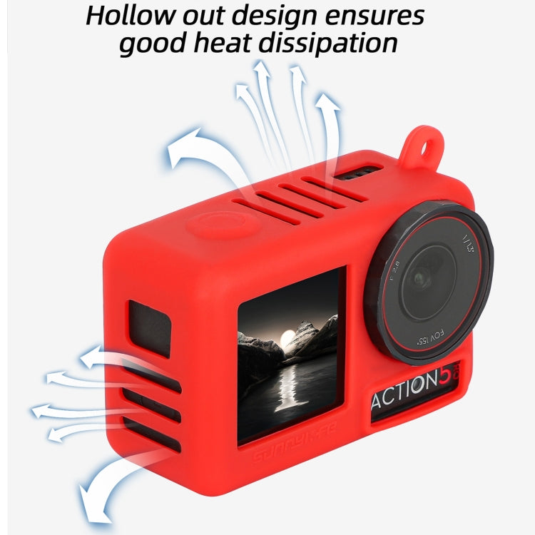 For DJI Osmo Action 5 Pro Sunnylife Silicone Protective Case Scratch-proof Camera Cover with Lanyard (Red) by Sunnylife