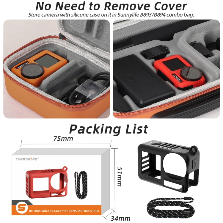 For DJI Osmo Action 5 Pro Sunnylife Silicone Protective Case Scratch-proof Camera Cover with Lanyard (Orange) by Sunnylife