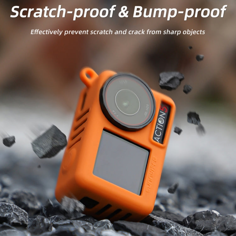 For DJI Osmo Action 5 Pro Sunnylife Silicone Protective Case Scratch-proof Camera Cover with Lanyard (Red) by Sunnylife