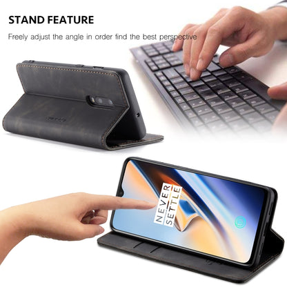 CaseMe-013 Multi-functional Retro Frosted Horizontal Flip Leather Case with Card Slot & Holder & Wallet For OnePlus 7(Black) by CaseMe