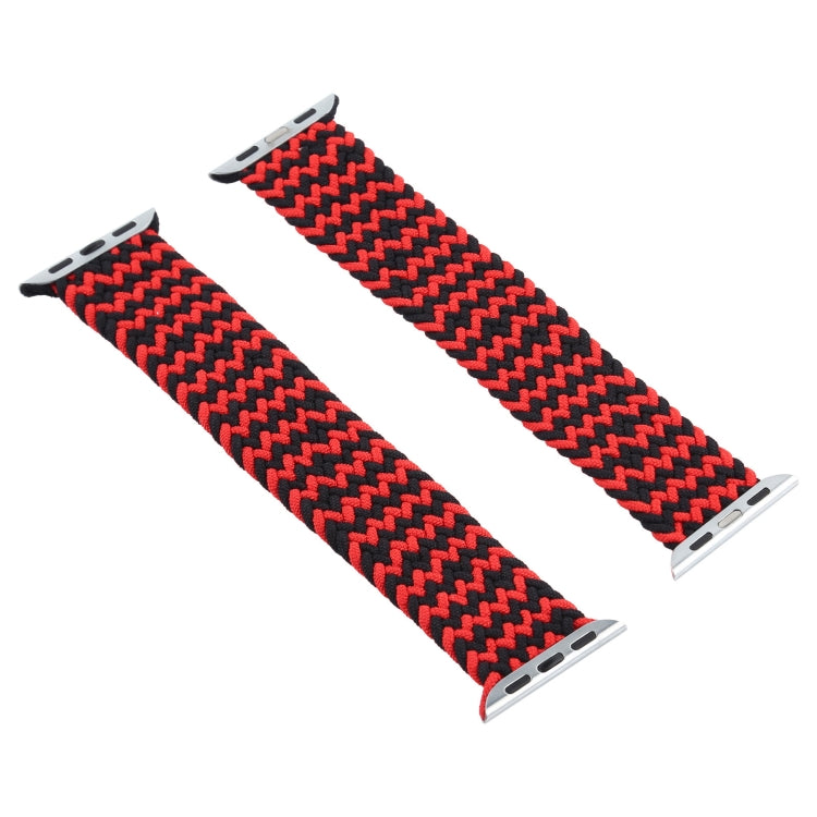 Mixed Color Nylon Braided Single Loop Watch Band For Apple Watch Series 9&8&7 41mm / SE 3&SE 2&6&SE&5&4 40mm / 3&2&1 38mm, Size:L(Red Black) by bashfashion