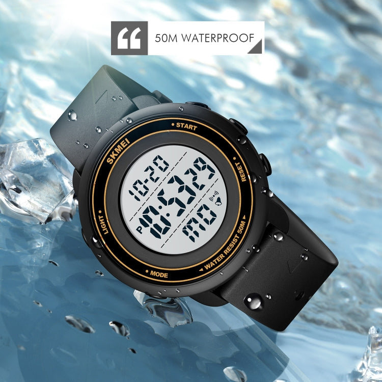 SKMEI 1736 Triplicate Round Dial Timing LED Digital Display Luminous Electronic Watch(Gold and Black) by SKMEI