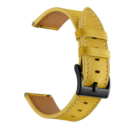 For Samsung Galaxy Watch 42mm Leather Watch Band(Yellow) by bashfashion