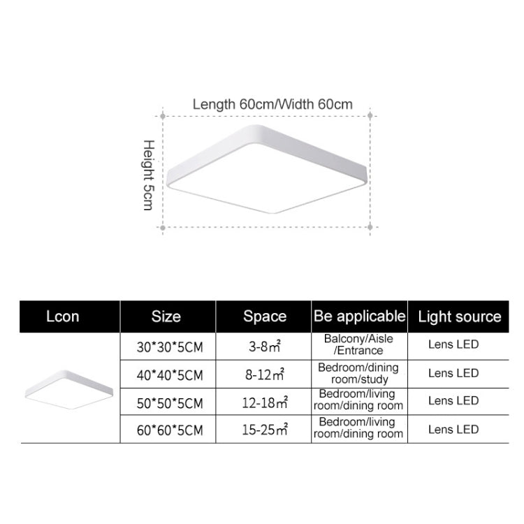 Macaron LED Square Ceiling Lamp, Stepless Dimming, Size:50cm(Green) by bashfashion