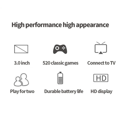 S8 3.0 inch Screen Classic Handheld Game Console Built-in 520 Games(Black) by bashfashion