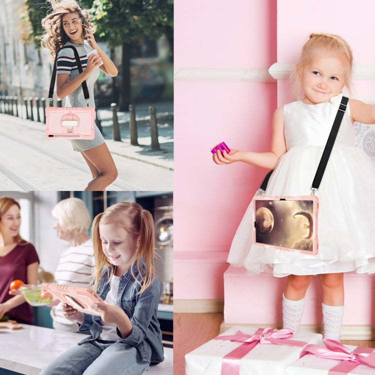 For Samsung Galaxy Tab A7 Lite 360 Degree Rotation Contrast Color Silicone + PC Tablet Case(Rose Gold) by bashfashion